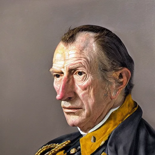 Prompt: high quality high detail painting by lucian freud, hd, portrait of a colonial general, photorealistic lighting