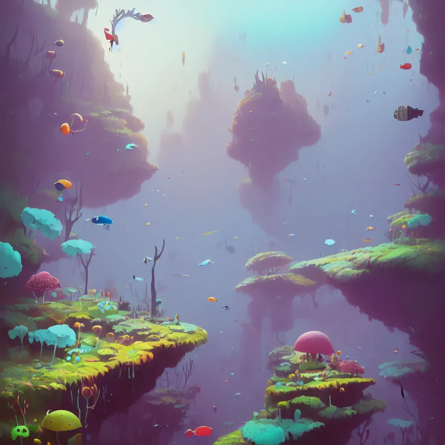 Image similar to (Goro Fujita illustrating) Underwater forest, aquatic life, full of color, (art by Goro Fujita, sharp focus, highly detailed, ArtStation)