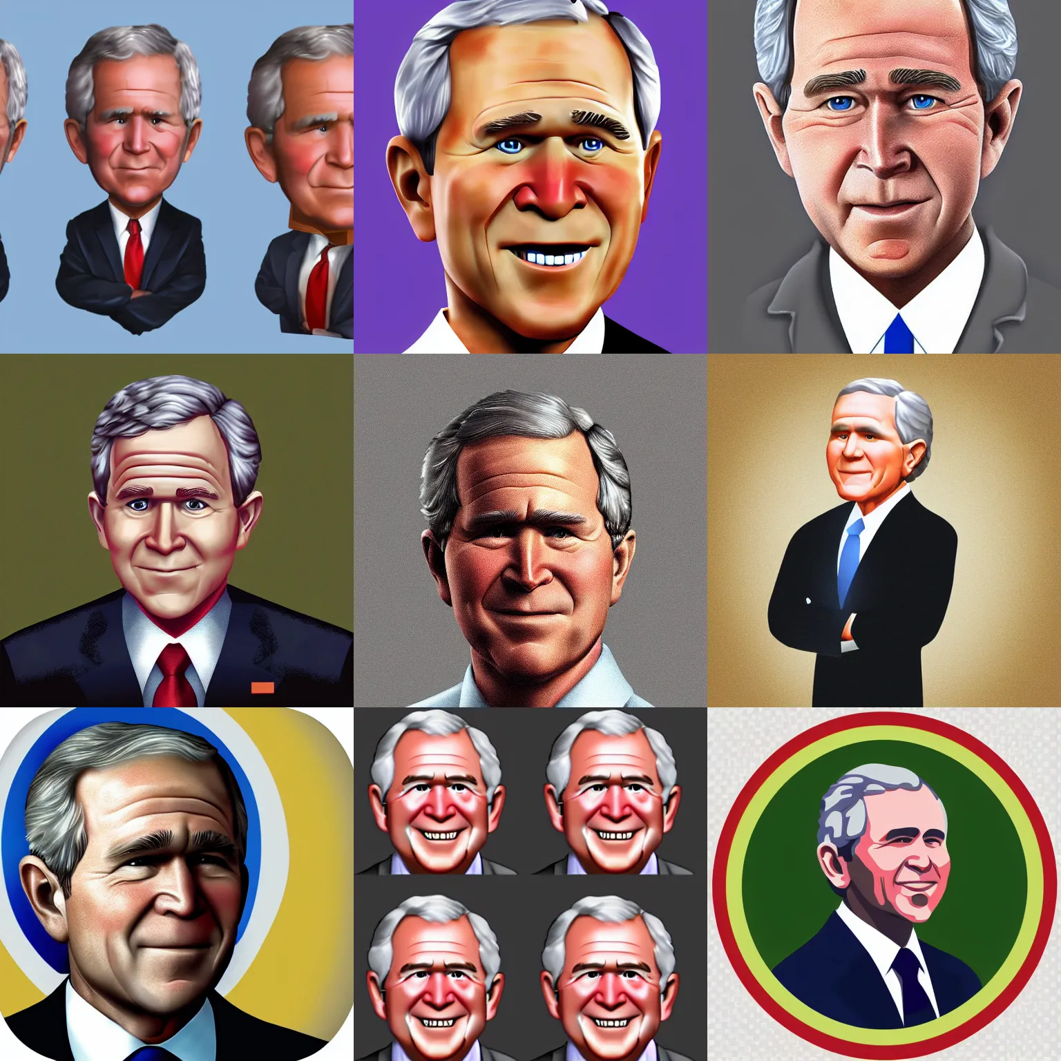 Prompt: george w bush as an emoji from artstation