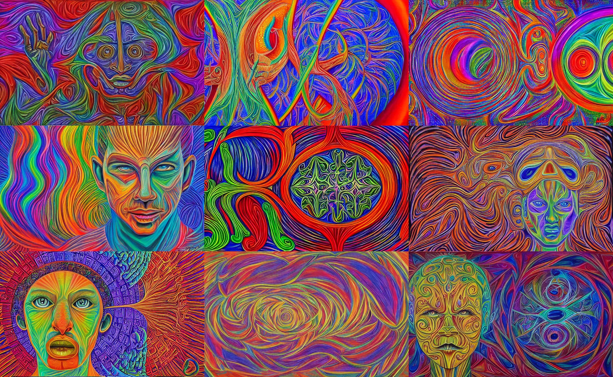 Prompt: Award-Winning painting in the style of Alex Grey