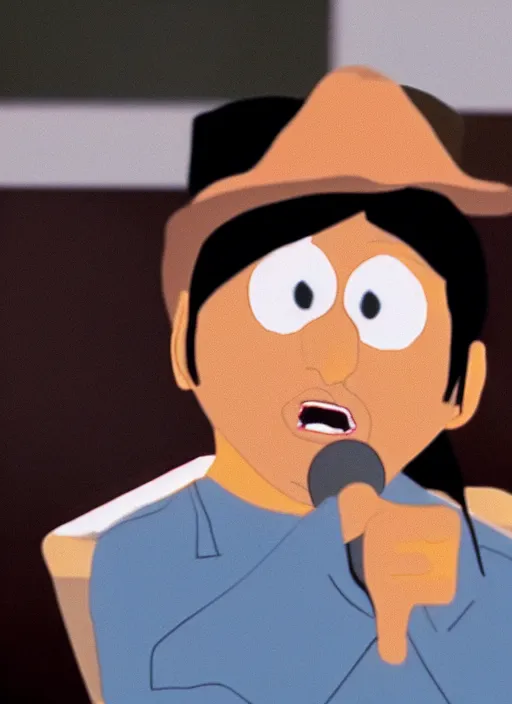 Prompt: film still of michael jackson as a guest on south park, 4k