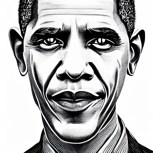 Prompt: a symmetrical portrait illustration of barack obama black and white hand drawn sketch on artstation 4 k intricate extremely detailed digital art by alex grey