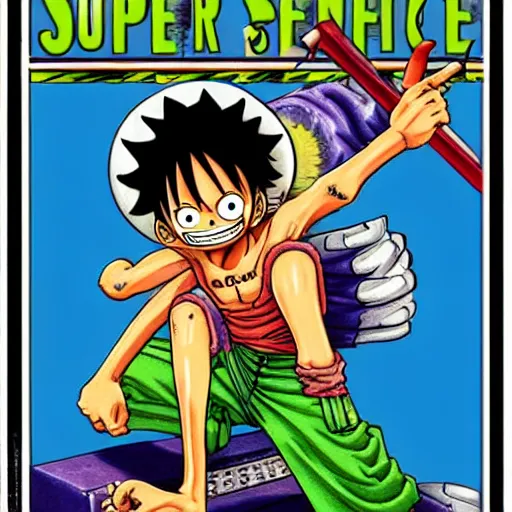 Prompt: one piece for the super nintendo entertainment system, cartridge illustration