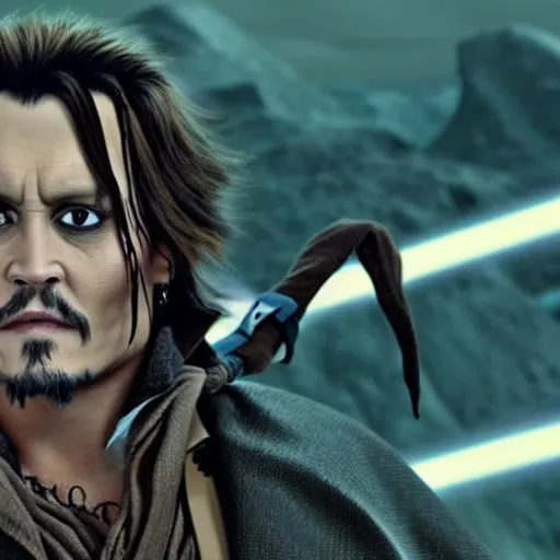 Prompt: johnny depp as a jedi in star wars