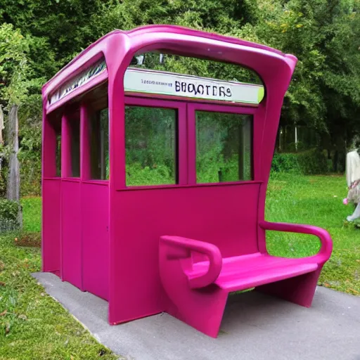 Prompt: bus stop made from a beetroot