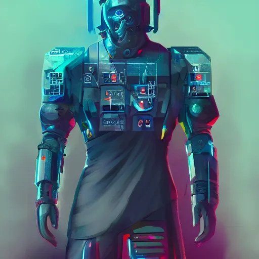 Prompt: cyberpunk paul verhoeven as the leader of a futuristic communist nation, cybernetics, sharp lines, digital, artstation, colored in