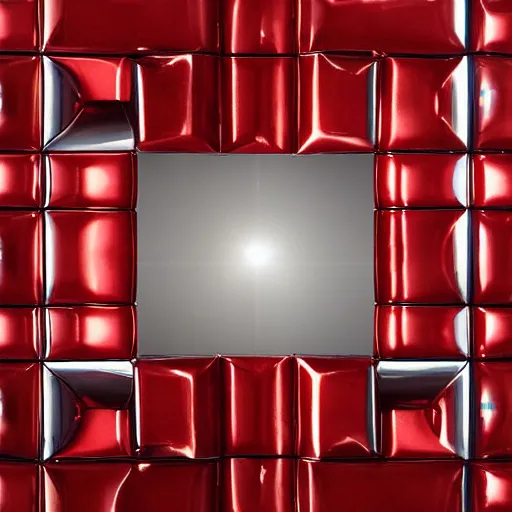 Prompt: chrome spheres on a red cube, kodachrome photograph