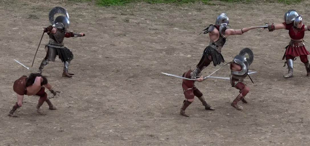 Image similar to mices as gladiator fight in a gladiator arena