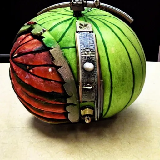 Image similar to steampunk watermelon,