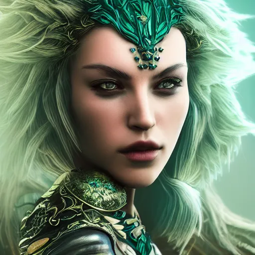 Prompt: portrait of moon sorceress, beautiful, attractive, glowing, jaw dropping, dynamic lighting, dark, menacing, intricate and detailed, 4 k octane render, age 2 0, green eyes