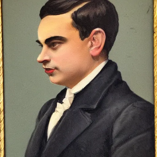 Image similar to victorian painting of ben shapiro