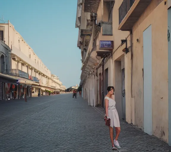 Prompt: photo of lido di ostia streets, cinematic color grading, various poses, soft light, faded colors, well framed, sharp focus, 8 k