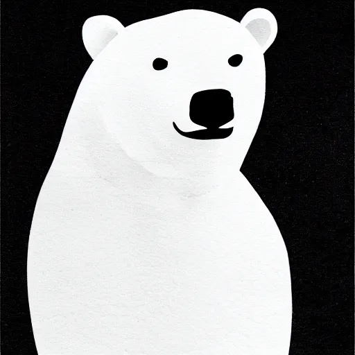 Image similar to book illustration of a wonderful polar bear, book illustration, monochromatic, white background