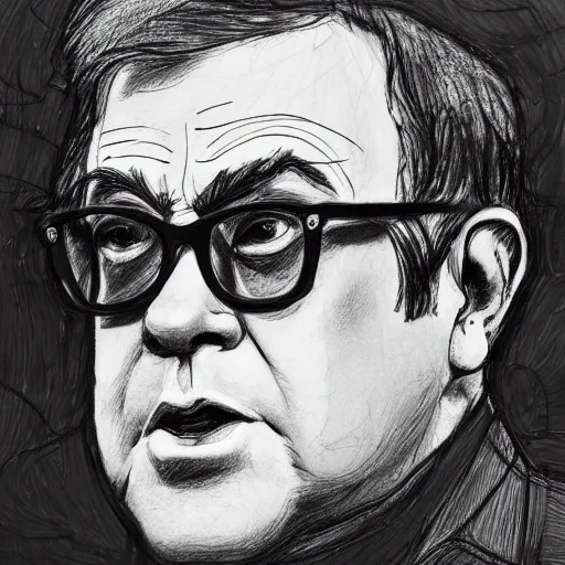 Image similar to a realistic yet scraggly portrait sketch of the side profile of a stern and sophisticated elton john, trending on artstation, intricate details, in the style of frank auerbach, in the style of sergio aragones, in the style of martin ansin, in the style of david aja, in the style of mattias adolfsson