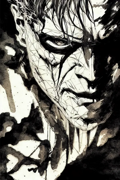 Prompt: portrait of sandman, concept art, sumi - e style, intricate linework, artstation, trending, highly detailed, smooth, focus, art by yoji shinkawa and glenn fabry,