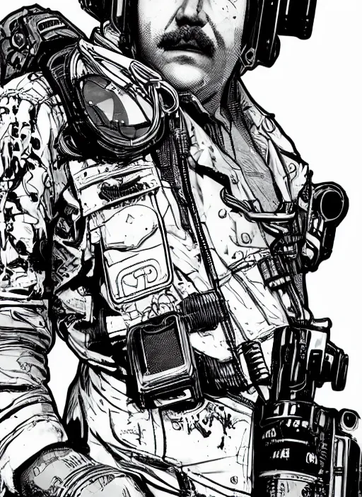 Image similar to cyberpunk paul blart. portrait by ashley wood and alphonse mucha and laurie greasley and josan gonzalez and james gurney. spliner cell, apex legends, rb 6 s, hl 2, d & d, cyberpunk 2 0 7 7. realistic face. vivid color. dystopian setting.