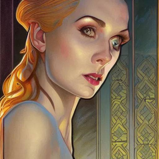 Image similar to a streamline moderne painting in the style of donato giancola, and in the style of charlie bowater, and in the style of alphonse mucha. symmetry, smooth, sharp focus, semi - realism, intricate detail.