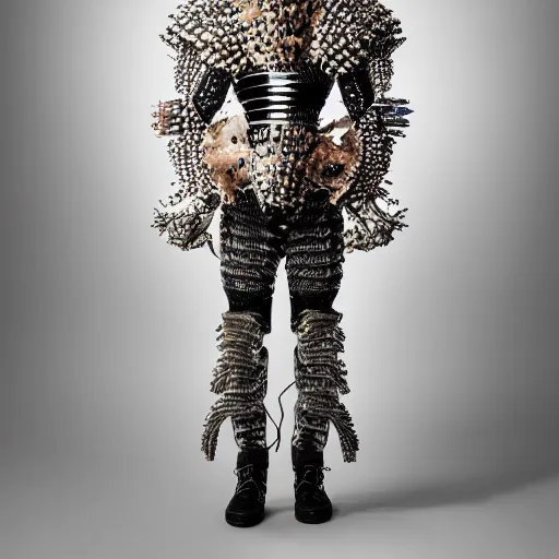 Prompt: a portrait of a beautiful young male wearing an alexander mcqueen armor made of virus, photographed by andrew thomas huang, artistic