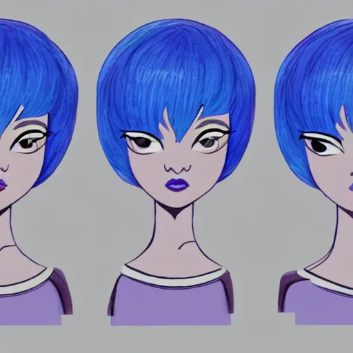 Image similar to blue hair girl by anna cattish, character design animation