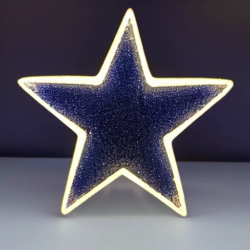 Image similar to dark blue glowing ceramic star shape, photograph