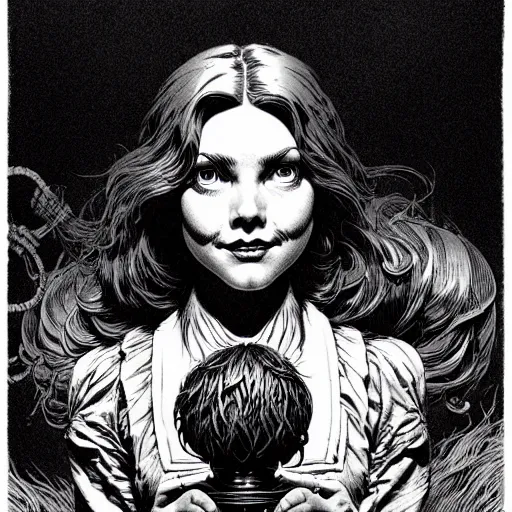 Image similar to medium portrait soft light, by killian eng and joe fenton and martin deschambault and bernie wrightson, inspired by wizard of oz, etching, fine, sharp high detail,