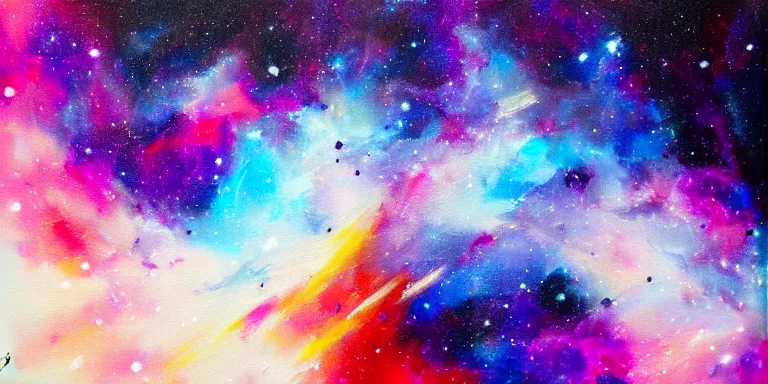 Prompt: a beautiful dramatic abstract acrylic high contrast painting on a white background of geometric shaped nebula by viktoria lapteva trending on artstation
