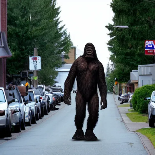 Image similar to bigfoot walking down the street in downtown Bremerton Washington