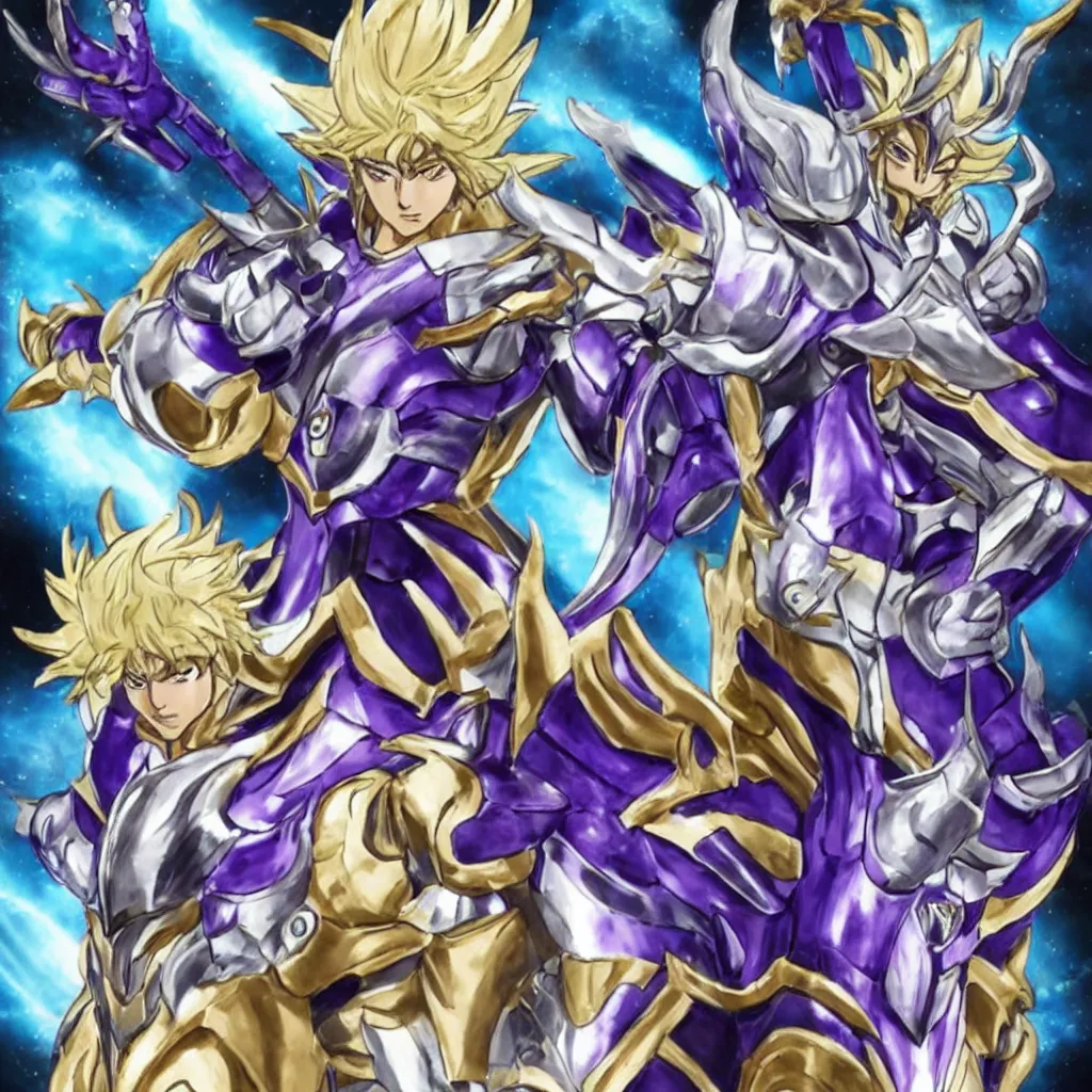 Prompt: Dohko from Saint Seiya posing with his armor. In the style of Arcane (2021). 4k, 8k, high quality, masterpiece, award-winning, acclaimed.