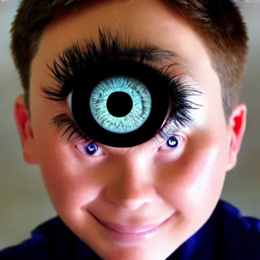 Prompt: 9 year old boy with googly eyes