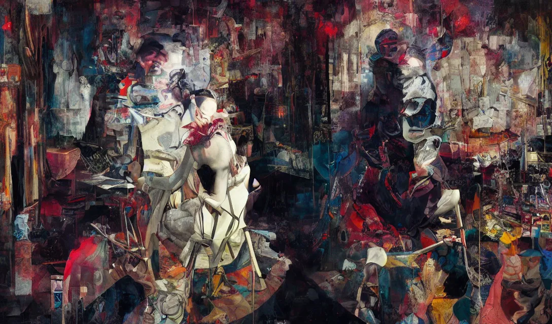 Image similar to frances the muse by the mars volta album cover, extremely intricate and detailed, by painted by francis bacon, adrian ghenie, and james jean. 8 k cinematic lighting, hyper realism.