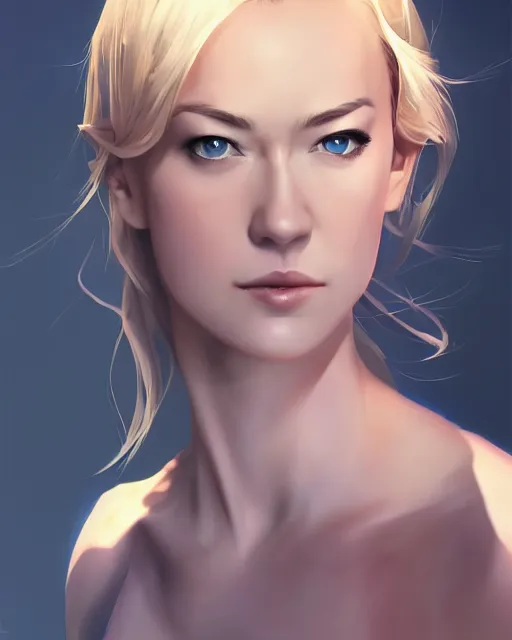 Prompt: yvonne strahovski, sexy outfit, medium shot, visible face, detailed, perfectly shaded body, atmospheric lighting, by makoto shinkai, stanley artgerm lau, wlop, rossdraws