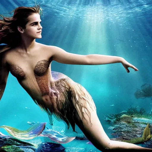 Image similar to emma watson as a mermaid