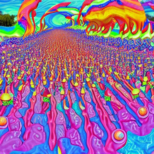 Image similar to the dilk parade psychedelic trippy
