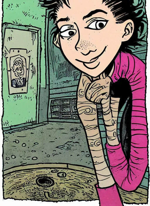 Image similar to a portrait of a pretty sewer punk young lady by alison bechdel