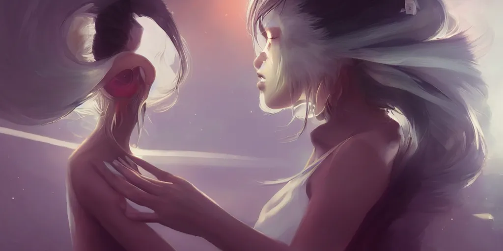 Image similar to Young Tibetan woman, somber white eyes, long, gentle lighting, lonely spaceship, futuristic, dim lighting, digital art by Makoto Shinkai ilya kuvshinov and Wojtek Fus, digital art, concept art,