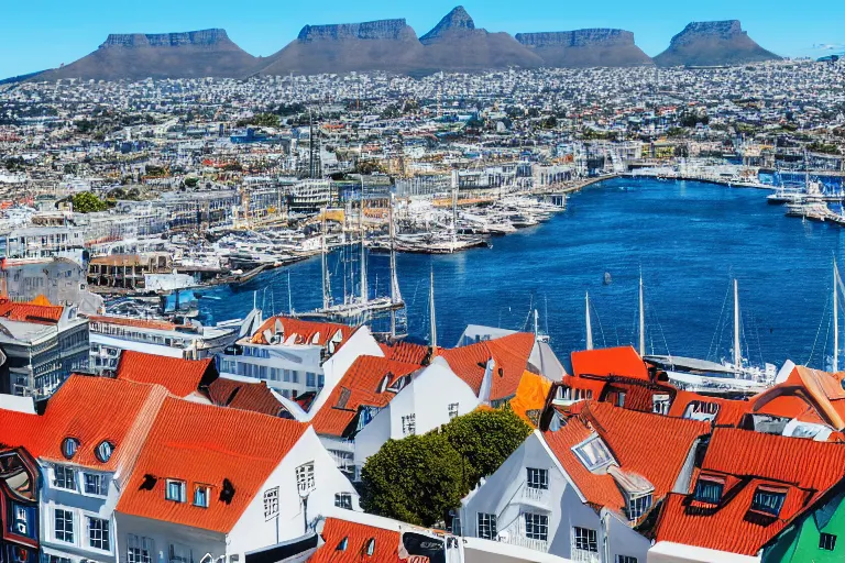 Prompt: Copenhagen in the centre of Cape Town, city wallpaper 4k