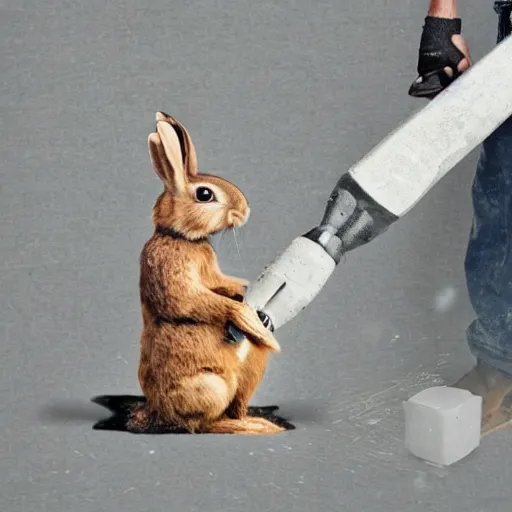 Image similar to rabbit using a jackhammer