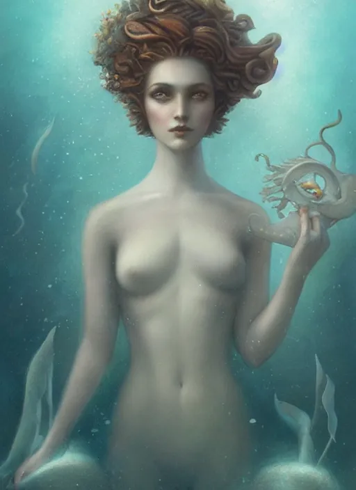 Image similar to a statue under the sea, by tom bagshaw,