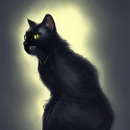 Prompt: a portrait of a black cat smoking a cigarette, fantasy, intricate, cinematic lighting, highly detailed, digital painting, artstation, concept art, smooth, sharp focus, illustration