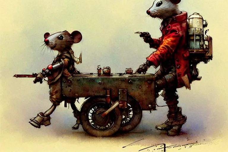 Prompt: adventurer ( ( ( ( ( 1 9 5 0 s retro future robot mouse wagon cart robot. muted colors. ) ) ) ) ) by jean baptiste monge!!!!!!!!!!!!!!!!!!!!!!!!! chrome red