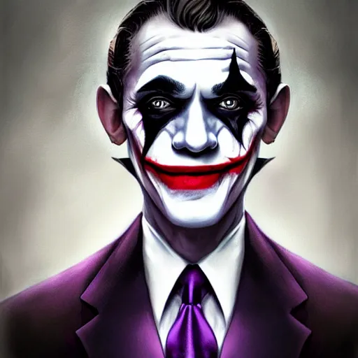 Prompt: portrait of barack obama with the joker make up, artwork by charlie bowater