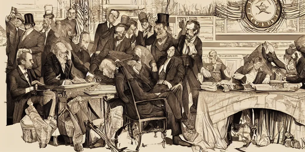 Image similar to five score years ago, a great american, in whose symbolic shadow we stand today, signed the emancipation proclamation. ultrafine colored illustration, hyperrealistic, cinematic atmosphere, intricate linework, sharp focus, octopath traveler, final fantasy, unreal engine highly rendered, global illumination, radiant light, intricate environment