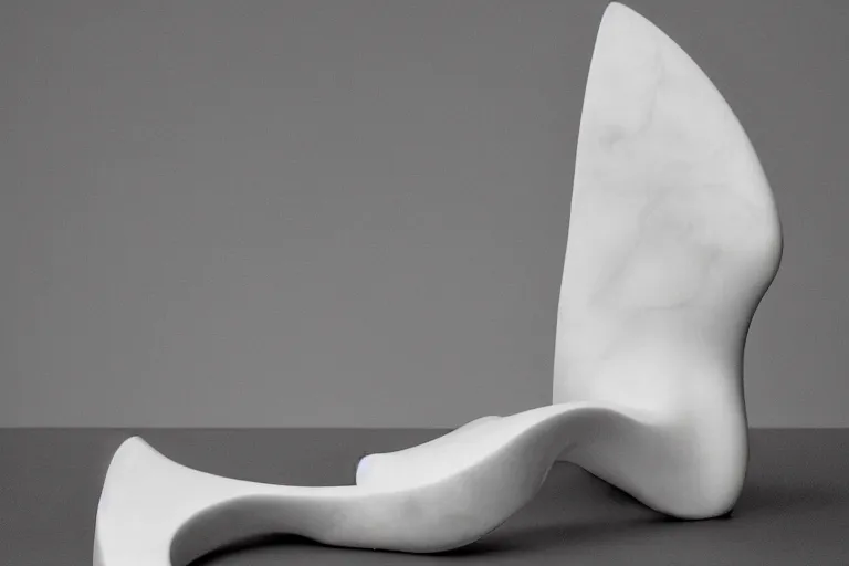 Image similar to a black and white photo of a sculpture, an abstract sculpture by jean arp and isamu noguchi, zbrush central, precisionism, henry moore, marble sculpture, biomorphic