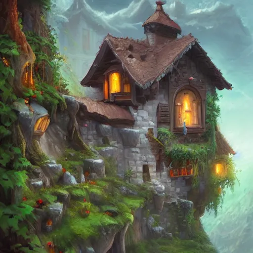 Image similar to a highly detailed fantasy digital art trending on artstation by andreas rocha of a house made of swiss cheese swiss cheese swiss cheese