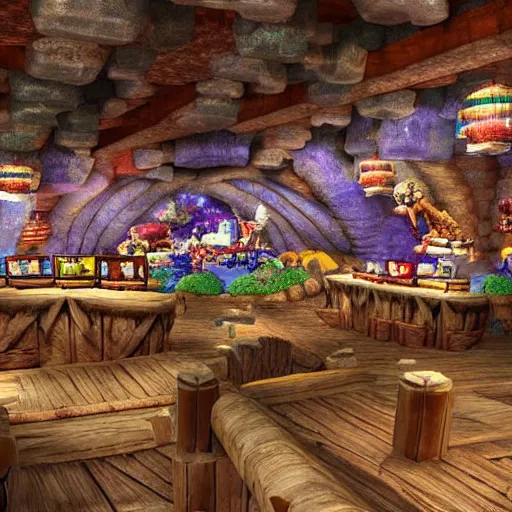 Image similar to Donkey Kong in a beautiful mine, with crystals on the walls.