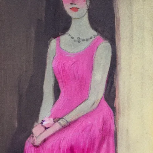 Prompt: woman in pink dress