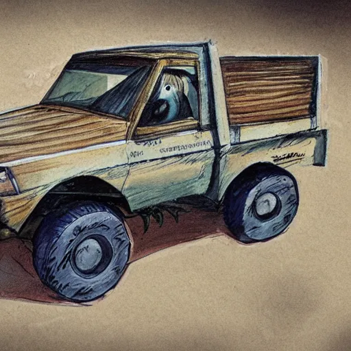 Image similar to concept art of hamster-truck