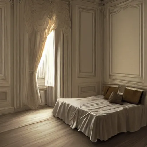 Image similar to cream - colored room, vanilla - colored lighting, soft golden light, marble room, marble slabs, bare room, empty room, studio room, window to night time, night time, warm lighting inside, art by artgerm