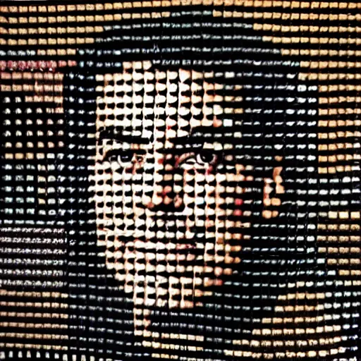 Image similar to a portrait of george clooney, made of a lot of nespresso capsules, mosaic