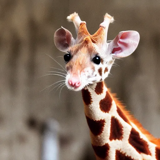 Prompt: photo of a rat that looks like a giraffe